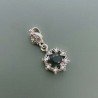 Ciondolo Di Argento 925 con Radice di Zaffiro Tondo e Zirconi Stile Etnico
