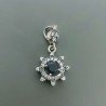 Ciondolo Di Argento 925 con Radice di Zaffiro Tondo e Zirconi Stile Etnico