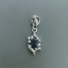 Ciondolo Di Argento 925 con Radice di Zaffiro Ovale e Zirconi Stile Etnico