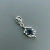 Ciondolo Di Argento 925 con Radice di Zaffiro Ovale e Zirconi Stile Etnico
