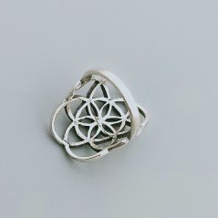 Anello Di Argento 925 Lavorato a Mano Filigrana Forma Chakra Stile Etnico - Misura 18