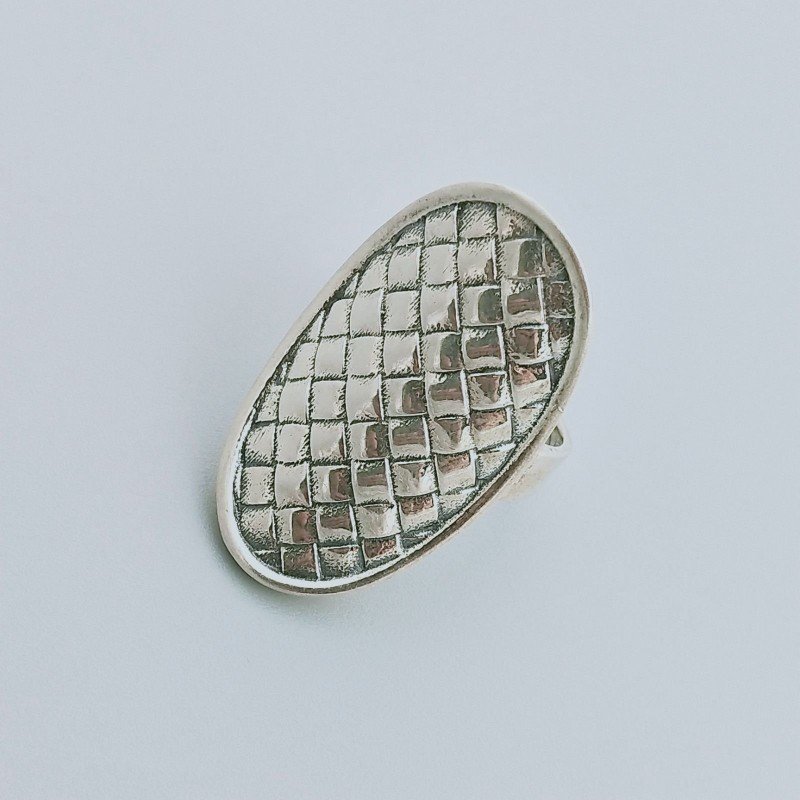 Anello Di Argento 925 Liscio Lavorato a Mano Stile Etnico - Misura 17