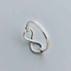 Anello Di Argento 925 Lavorato a Mano Forma Infinito Stile Etnico - Misura 20