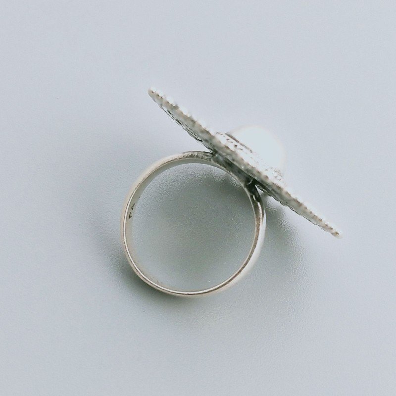 Anello Di Argento 925 Liscio Lavorato a Mano Solare Stile Etnico - Misura 17