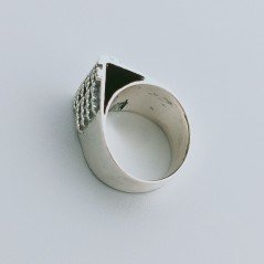 Anello Di Argento 925 Lavorato a Mano Filigrana Forma Piramide Stile Etnico - Misura 17
