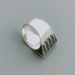 Anello Di Argento 925 Lavorato a Mano Filigrana Forma Piramide Stile Etnico - Misura 19