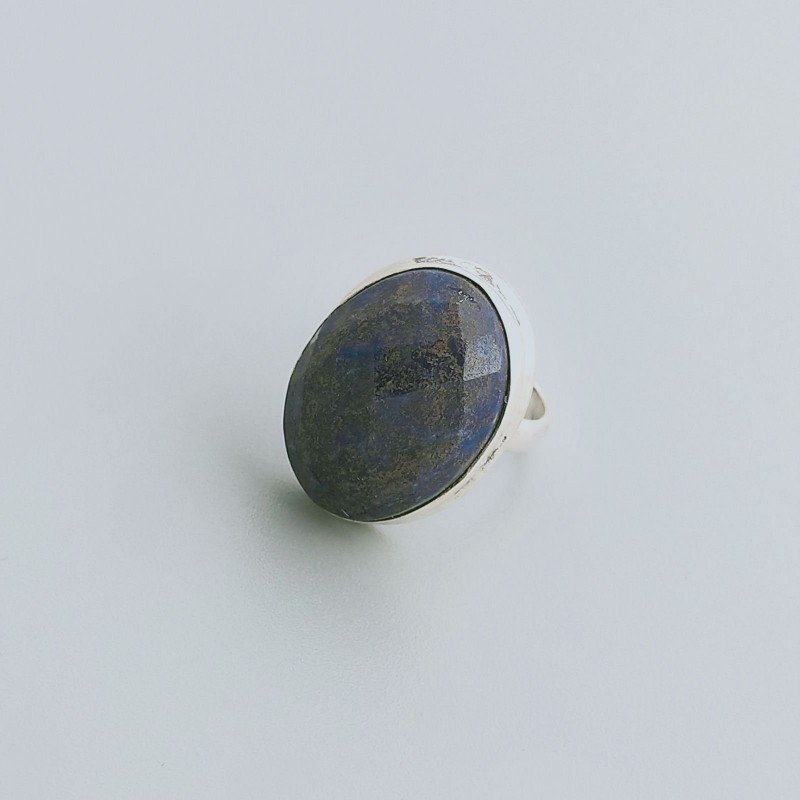 Anello Di Argento 925 Lavorato a Mano con Lapis Lazuli Cabochon Sfacettato - Misura 16
