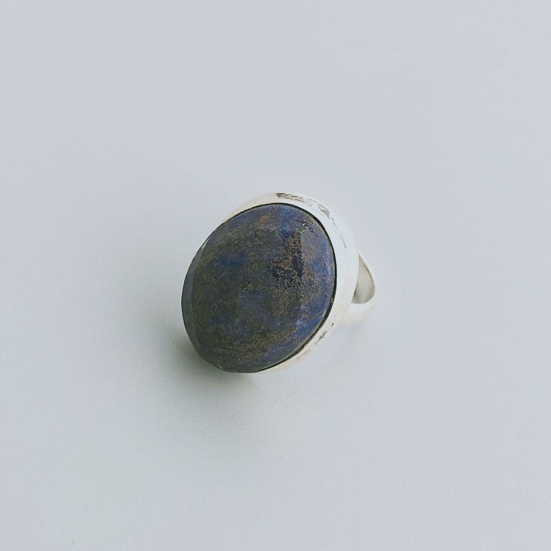 Anello Di Argento 925 Lavorato a Mano con Lapis Lazuli Cabochon Sfacettato - Misura 16