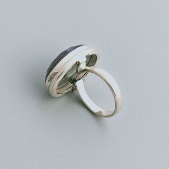Anello Di Argento 925 Lavorato a Mano con Lapis Lazuli Cabochon Sfacettato - Misura 16