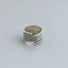 Anello Di Argento 925 Lavorato a Mano Filigrana Forma Spirale Stile Etnico - Misura 18