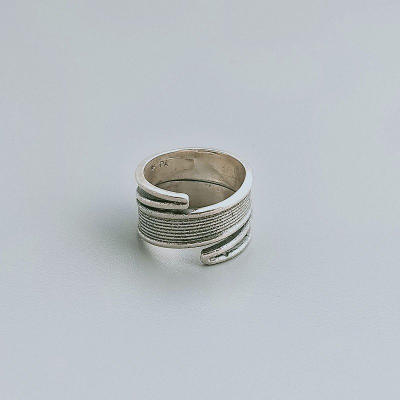 Anello Di Argento 925 Lavorato a Mano Filigrana Forma Spirale Stile Etnico - Misura 18
