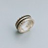 Anello Di Argento 925 Liscio Lavorato a Mano Con Fedina in Rame Stile Etnico - Misura 17