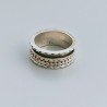 Anello Di Argento 925 Liscio Lavorato a Mano Con Fedina in Rame Stile Etnico - Misura 17