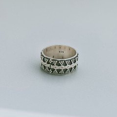 Anello Di Argento 925 Liscio Lavorato a Mano Fedina Stile Etnico - Misura 17