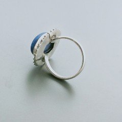 Anello Di Argento 925 Lavorato a Mano con Lapis Lazuli Cabochon Sfacettato - Misura 18