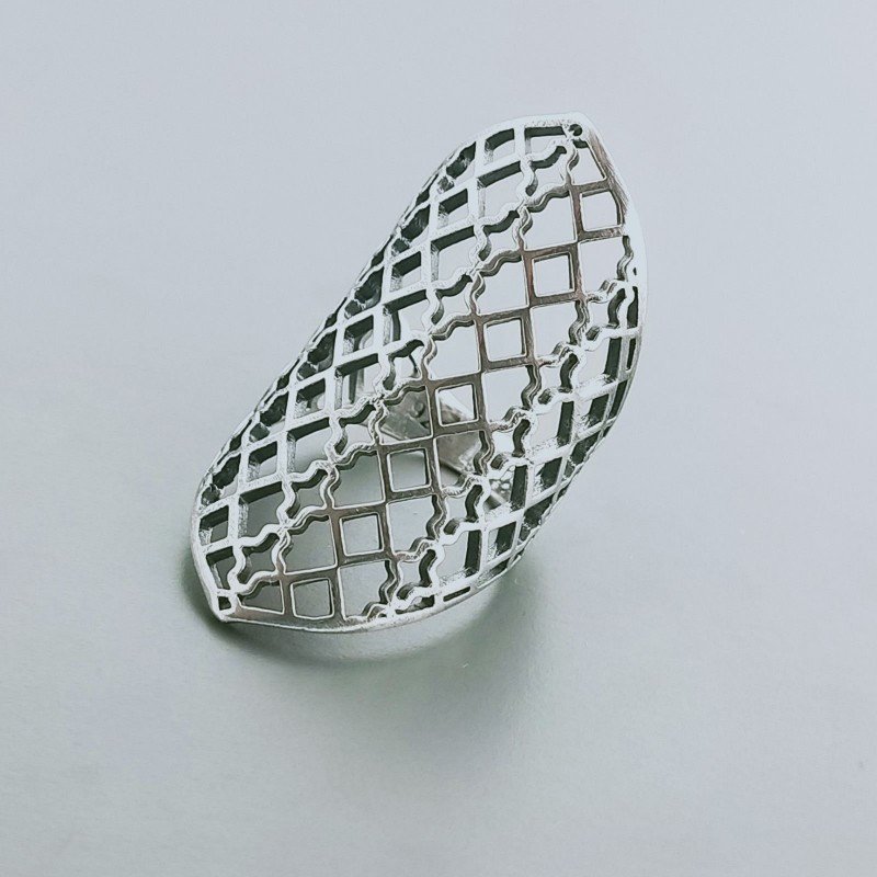 Anello Di Argento 925 Liscio Lavorato a Mano Filigrana - Misura 17
