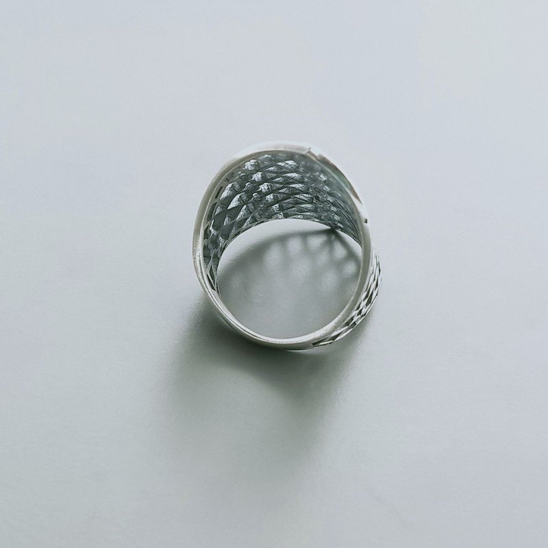 Anello Di Argento 925 Liscio Lavorato a Mano Filigrana - Misura 17
