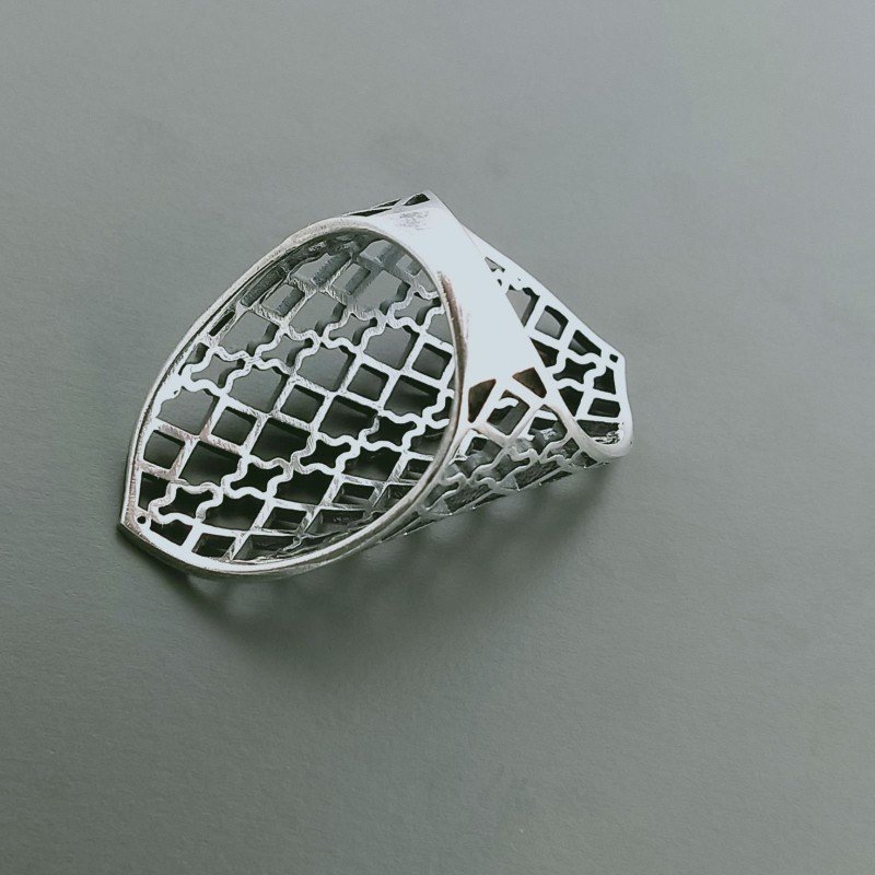 Anello Di Argento 925 Liscio Lavorato a Mano Filigrana - Misura 17