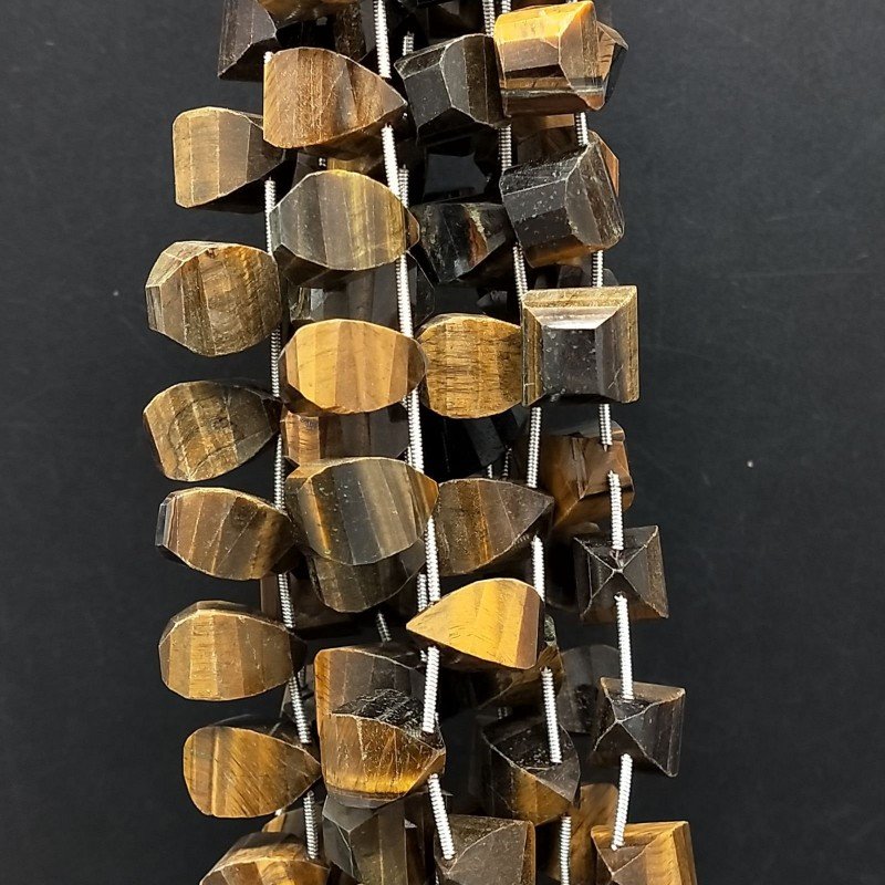 Occhio Di Tigre Naturale in Perline Forma Goccia Twist Sfaccettato a Mano Foro Laterale