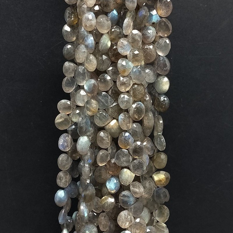 Labradorite Naturale Perline Forma Cuore Piatto Sfaccettato a Mano Foro Laterale 08-12mm