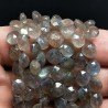 Labradorite Naturale Perline Forma Cuore Piatto Sfaccettato a Mano Foro Laterale 08-12mm