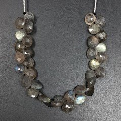 Labradorite Naturale Perline Forma Cuore Piatto Sfaccettato a Mano Foro Laterale 08-12mm