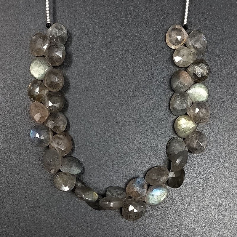 Labradorite Naturale Perline Forma Cuore Piatto Sfaccettato a Mano Foro Laterale 08-12mm