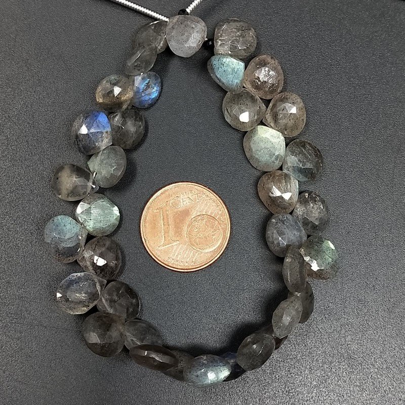 Labradorite Naturale Perline Forma Cuore Piatto Sfaccettato a Mano Foro Laterale 08-12mm