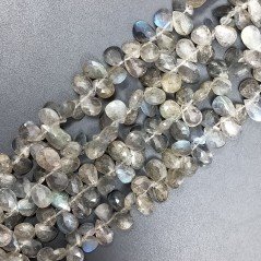 Labradorite Naturale in Perline Forma Goccia Piatto Sfaccettato a Mano Foro Laterale 06-07X08-13mm