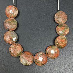 Unakite NaturaleTondo Piatto Sfaccettato A Mano 15mm-18mm
