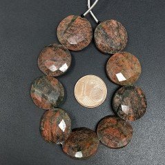 Unakite NaturaleTondo Piatto Sfaccettato A Mano 15mm-18mm