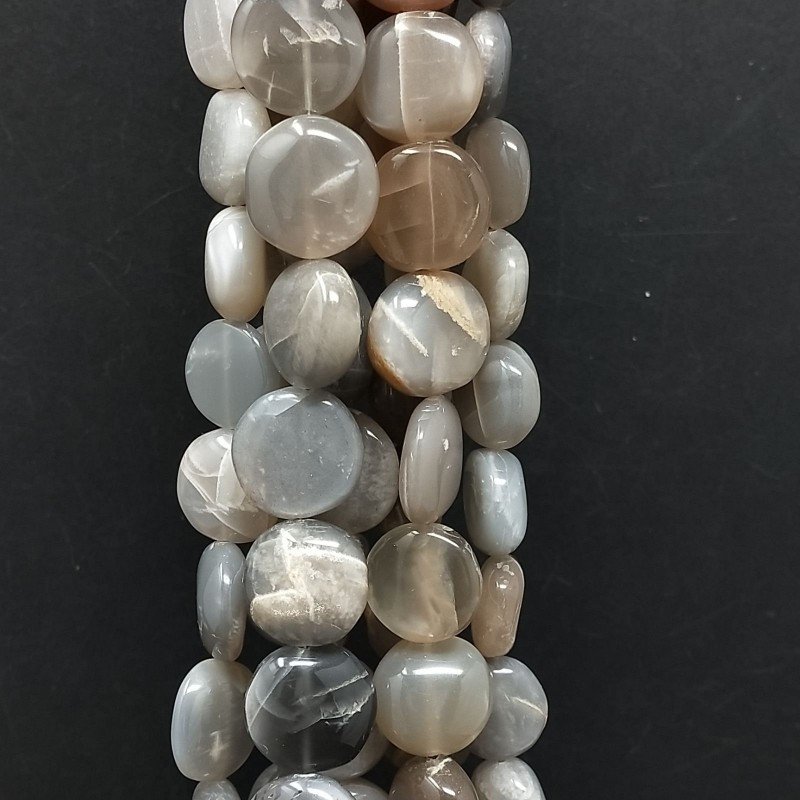 Pietra Di Luna Grigia Marrone Tondo Piatto Liscio A Mano 06mm-12mm Pietra Di Luna Grigia Marrone Tondo Piatto Liscio A Mano 06mm-12mm
