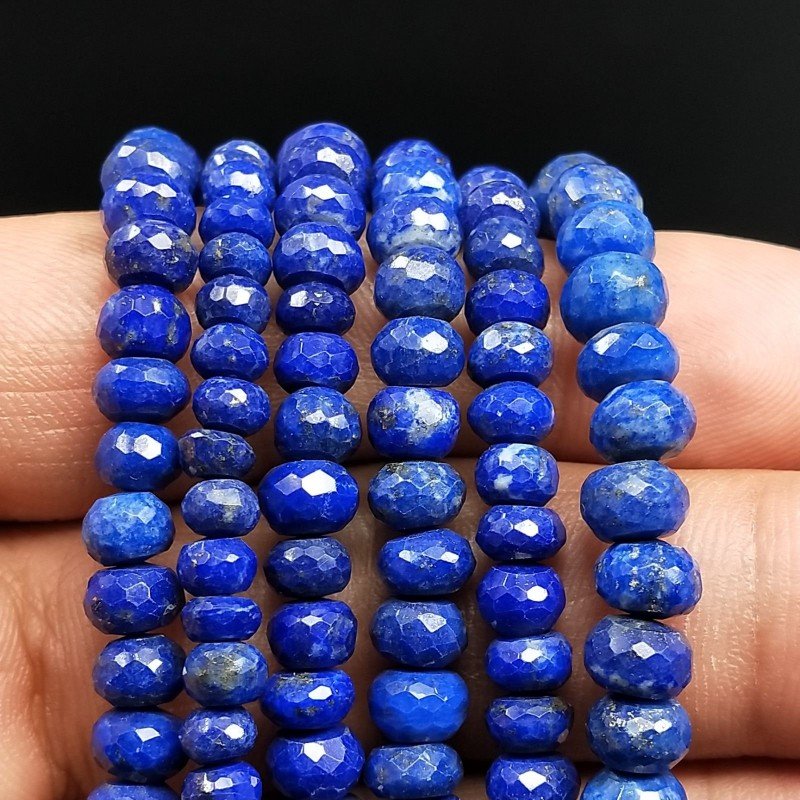 Lapis Lazuli Naturale in Perline Forma Rondelle Sfaccettato a Mano Foro Passante 05-06mm
