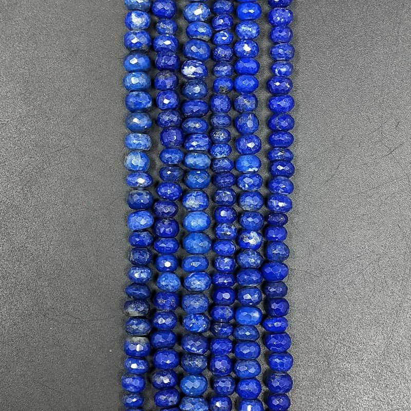 Lapis Lazuli Naturale in Perline Forma Rondelle Sfaccettato a Mano Foro Passante 05-06mm