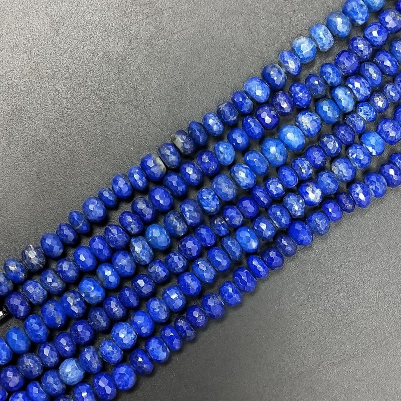 Lapis Lazuli Naturale in Perline Forma Rondelle Sfaccettato a Mano Foro Passante 05-06mm