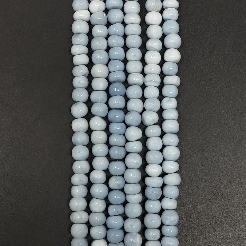 Opale Grigio Blu Naturale Tondo Liscio A Mano 06mm-10mm