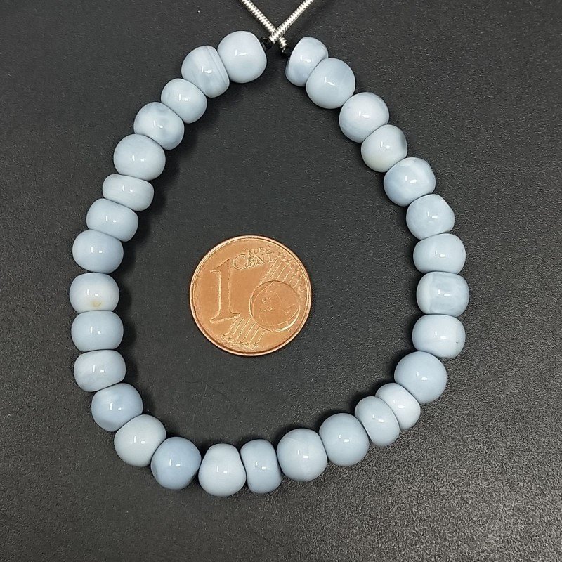 Opale Grigio Blu Naturale Tondo Liscio A Mano 06mm-10mm
