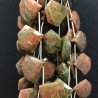 Unakite Naturale Perline Forma Diamante Piatto Foro Laterale Sfaccettato A Mano