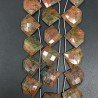 Unakite Naturale Perline Forma Diamante Piatto Foro Laterale Sfaccettato A Mano