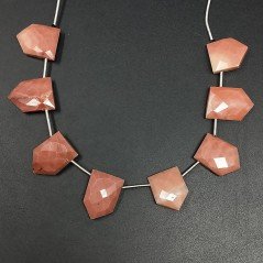 Rodonite Naturale Perline Forma Prisma Pentagono Piatto Foro Laterale Sfaccettato A Mano