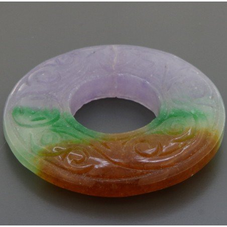 Componente Di Giada Burma Multicolor Tondo Forato 57mm spessore 9 mm