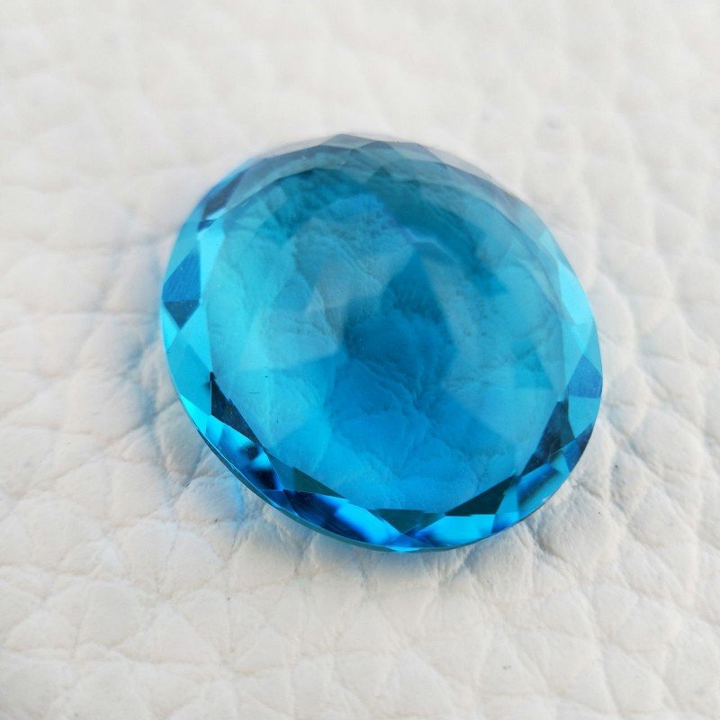 Topazio Azzurro Blu Svizzero Idrotermale Taglio Ovale Sfaccettata a Mano Gemma Sciolta 20X17X10mm 18,30 Carati 1pz
