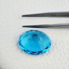 Topazio Azzurro Blu Svizzero Idrotermale Taglio Ovale Sfaccettata a Mano Gemma Sciolta 20X17X10mm 18,30 Carati 1pz