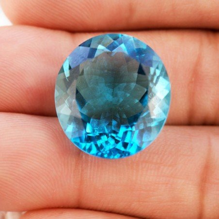 Topazio Azzurro Blu Svizzero Idrotermale Taglio Ovale Sfaccettata a Mano Gemma Sciolta 20X17X10mm 18,30 Carati 1pz