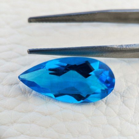 Topazio Azzurro Blu Svizzero Idrotermale Taglio Goccia Sfaccettata a Mano Gemma Sciolta 19X9X5-6mm 6,15 Carati 1pz