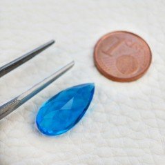 Topazio Azzurro Blu Svizzero Idrotermale Taglio Goccia Sfaccettata a Mano Gemma Sciolta 19X9X5-6mm 6,15 Carati 1pz