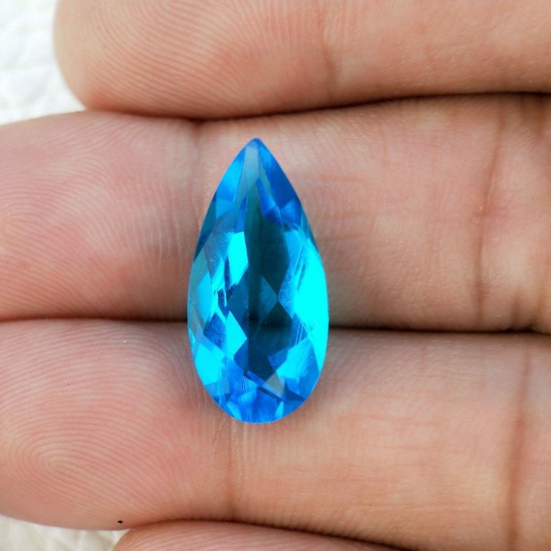 Topazio Azzurro Blu Svizzero Idrotermale Taglio Goccia Sfaccettata a Mano Gemma Sciolta 19X9X5-6mm 6,15 Carati 1pz