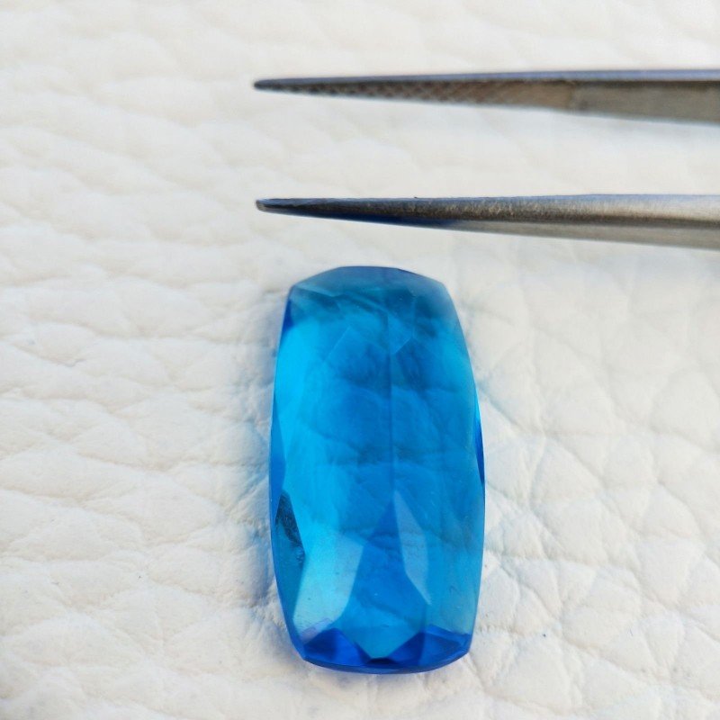 Topazio Azzurro Blu Svizzero Idrotermale Taglio Cuscino Sfaccettata a Mano Gemma Sciolta 19X10X5mm 6,75 Carati 1pz