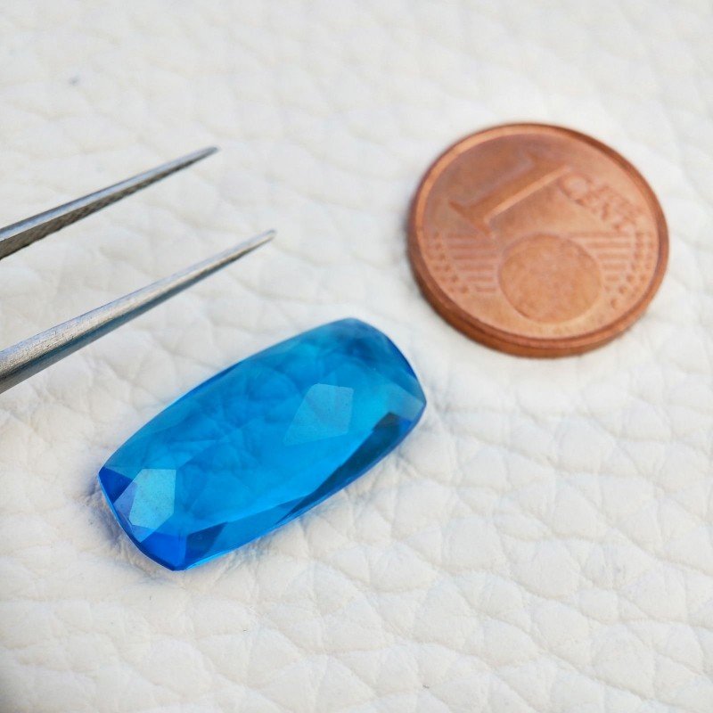 Topazio Azzurro Blu Svizzero Idrotermale Taglio Cuscino Sfaccettata a Mano Gemma Sciolta 19X10X5mm 6,75 Carati 1pz