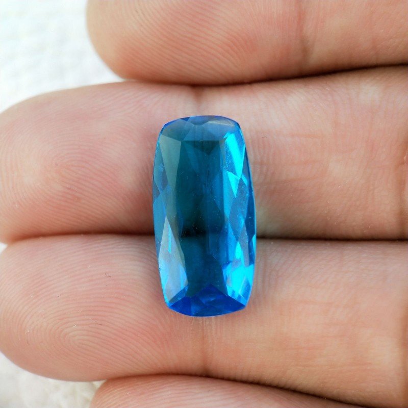 Topazio Azzurro Blu Svizzero Idrotermale Taglio Cuscino Sfaccettata a Mano Gemma Sciolta 19X10X5mm 6,75 Carati 1pz